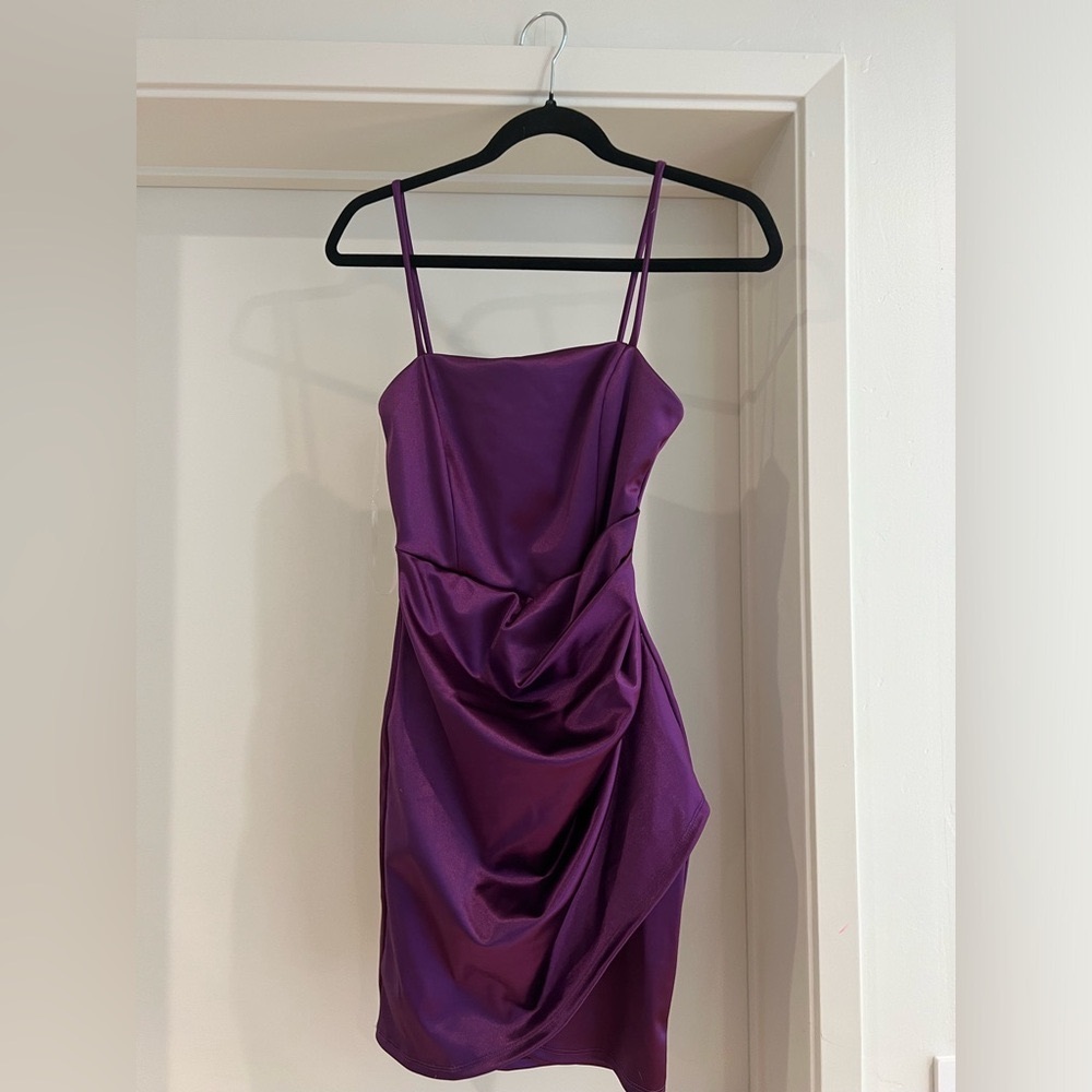 Women’s Dark Purple Satin Mini Dress